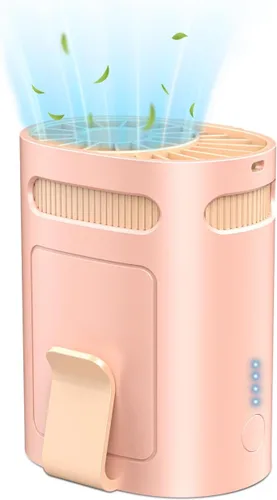 Vista 10 de Ventilador de cintura portátil, recargable, silencioso, pequeño, ligero, ventilador personal con pilas, ventilador de clip fresco debajo