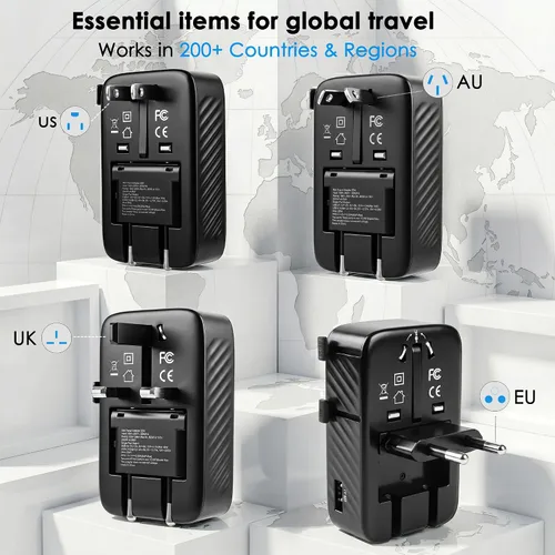 Vista 2 de Realmade Adaptador de viaje todo en uno Slim 25W PD Internacional, 2C+1A Negro