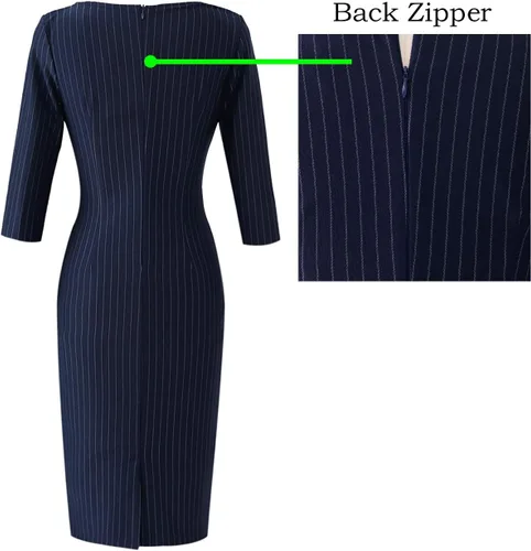 Vista 5 de VFSHOW - Vestido tipo tubo con cremallera frontal para mujer, para el trabajo, oficina, negocios, fiesta o cóctel