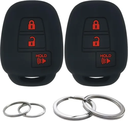 Vista 6 de Funda de silicona para llavero de 2 piezas, protector sin llave compatible con Toyota RAV4 Highlander Sequoia Tacoma Tundra 3 botones
