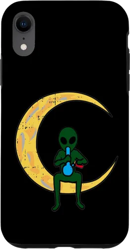 Vista 24 de iPhone 16 Alien Smoking Bong High Moon Cool Weed CBD Cannabis Gift Case