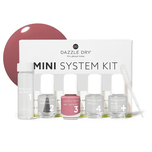 Vista 7 de Dazzle Dry Mini Kit Sistema de 4 Pasos - Carnival Coral, un coral brillante y contundente de cobertura completa. Crema de cobertura completa.