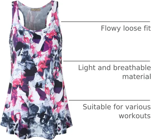 Vista 40 de Cestyle - Camiseta sin mangas para mujer, cuello redondo, corte holgado, para entrenamiento