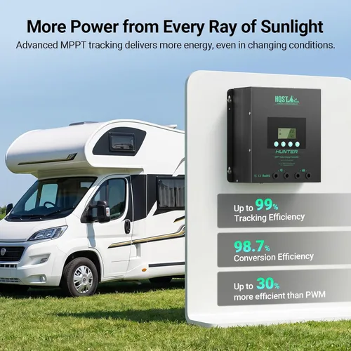 Vista 6 de HQST Controlador de carga solar MPPT de 60 A, auto de 12 V/24 V/36 V/48 V, entrada fotovoltaica máxima de 150 V, aplicación Bluetooth inteligente