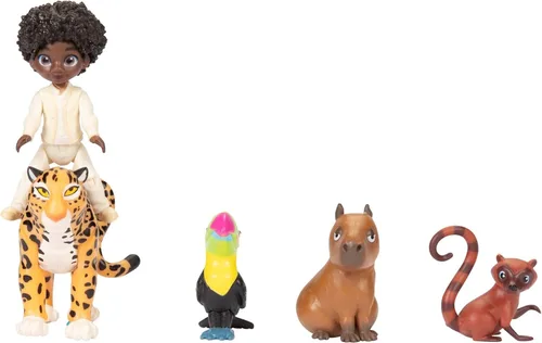 Vista 3 de Disney Encanto JK225581 - Juego de figuras de Antonio + Animales - Antonio Madrigal y 1 Jaguar, 1 Tucán, 1 Capibara y 1 Coati