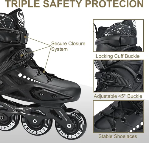 Vista 2 de Patines en línea profesionales para hombres y mujeres, patines de fitness para adultos, hombres y mujeres, cómodos y transpirables, con forro