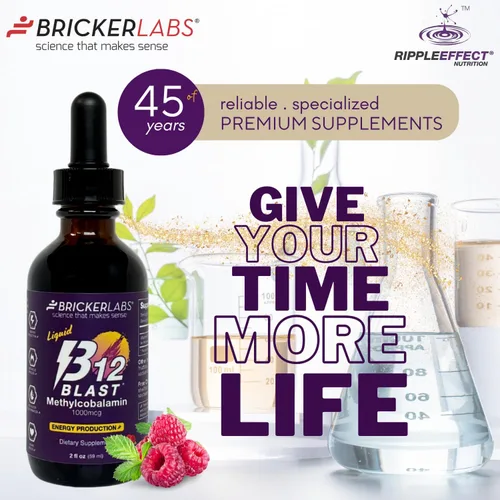 Vista 9 de Bricker Labs B12 Blast Metilcobalamina 1000mcg, vitaminas energéticas líquidas sublinguales de gran sabor - Vitaminas B12 veganas, energía sostenida