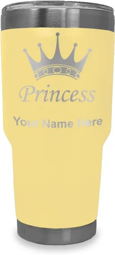 Vista 7 de LaserGram Vaso aislado al vacío de 20 onzas, corona de princesa, grabado personalizado incluido (negro)