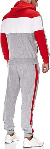 Vista 4 de lcepcy Conjunto de sudadera con capucha para hombre, 2 piezas, diseño de bloques de color, sudadera casual con bolsillos