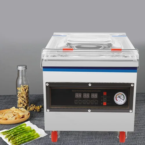 Vista 2 de Máquina selladora al vacío, 360W 110V Máquina de envasado al vacío de alimentos comerciales, sellador al vacío de cámara eléctrica Sellador digital