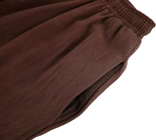 Vista 3 de Pantalones de tobillo medievales para niños y niños, disfraz de pirata vikingo, renacentista, con cordones, pantalones de navegador con bandas