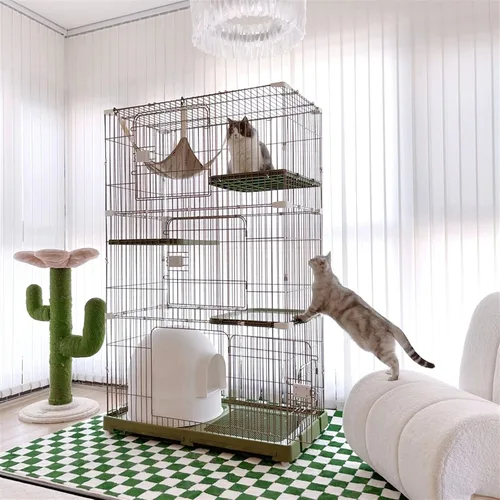 Vista 6 de Casa para gatos, jaula para gatos, espacio libre súper grande, casa de dos pisos, doble y tres pisos, casa para gatos