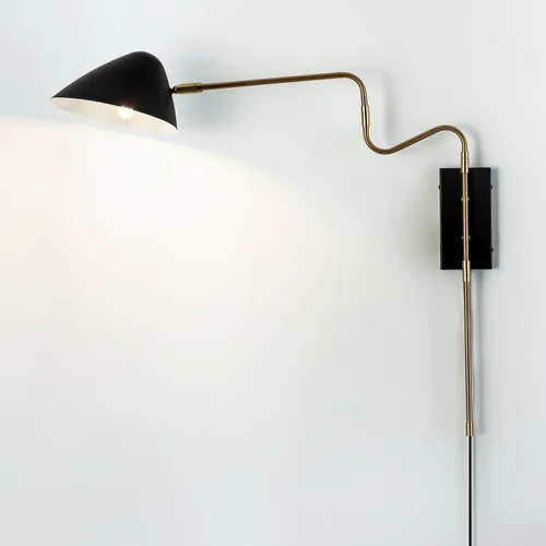 Vista 9 de Modernos apliques de pared enchufables, luces de pared negras con brazo oscilante con cable de interruptor de encendido/apagado para dormitorio