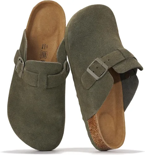 Vista 9 de Zuecos de cuero genuino 100% de grano completo para hombres - Zapatos de Negro