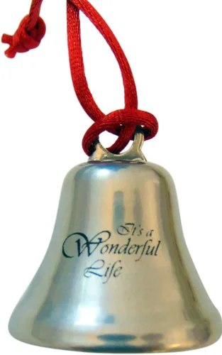 Vista 3 de Adorno de Navidad de La Vida es Maravillosa, Campana en Cinta, Caja de Regalo de Recuerdo de Película, Recuerdo de Acero Metálico, Adorno Colgante