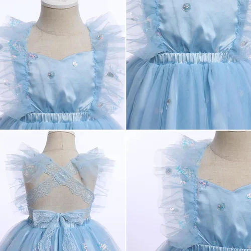 Vista 5 de IDOPIP Vestido de tutú de mariposa para bebé, sin mangas, sin espalda, de encaje, princesa, vestido de fiesta de cumpleaños con diadema