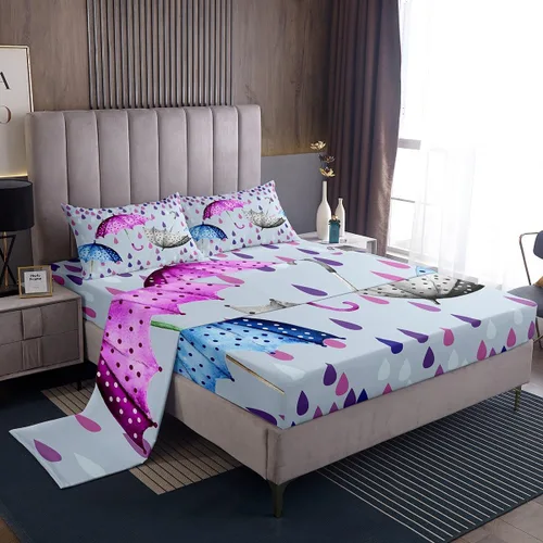 Vista 13 de Erosebridal Juego de sábanas de fresa, tamaño individual, diseño de fresa rosa para niñas y niños, sábana bajera ajustable de frutas tropicales