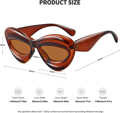 Vista 4 de Lentes de sol de labios de moda con forma inflada para mujer, de gran tamaño, protección UV400
