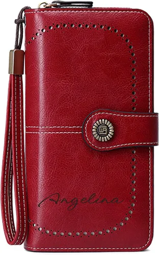 Vista 16 de Cartera de pulsera personalizada, carteras con nombre grabado personalizado con bloqueo RFID, gran capacidad, cartera de mano para tarjetas de Cuero