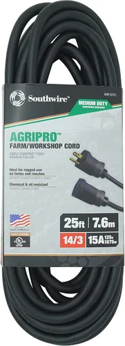 Vista 10 de Southwire AGRIPRO 10/3 Cable de extensión de uso rudo extra para granja/taller, 25 pies, SJTOW, negro, 64817501