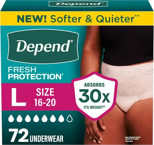 Vista 11 de Depend Fresh Protection - Pañales para adultos, ropa interior de incontinencia y para pérdida de orina posparto para mujer, desechable, máxima