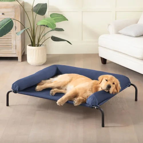 Vista 3 de Cama elevada para perros con enfriamiento - Cuna elevada para perros medianos al aire libre con malla transpirable, cuna elevada portátil para Marrón