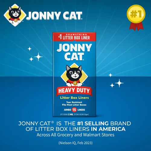 Vista 7 de Bolsas para caja de arena Jonny Cat: Uso intensivo - Resistente a roturas y fugas - Cierre con cordón - Jumbo, 15 unidades (Paquete de 6)