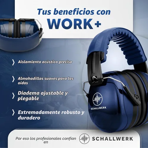Vista 5 de Schallwerk Work+ - Orejeras de protección auditiva, protección auditiva para reducir el ruido, protección auditiva para el campo de disparo Azul