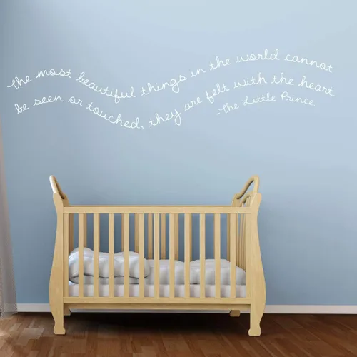 Vista 7 de Calcomanía de pared para cuarto de bebé, fieltro con el corazón, decoración de pared de vinilo con el principito para habitación del bebé