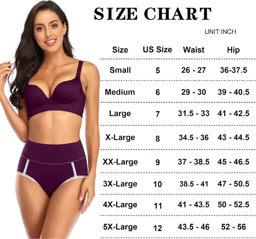 Vista 7 de UMMISS Ropa interior de algodón para mujer, de cintura alta, cobertura completa, para posparto, suave, transpirable, sin rollitos.