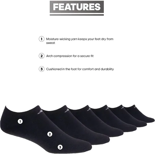 Vista 2 de adidas womens Athletic Cushioned No Show Socks With Arch Compression (6-pair)