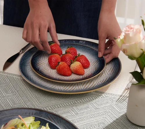 Vista 7 de Platos de aperitivo de 20,32 cm de cerámica con acabado de esmalte reactivo, aptos para lavavajillas y microondas, para ensalada, postre, bistec