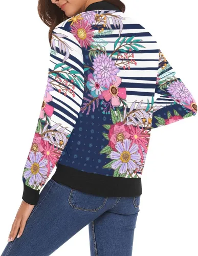 Vista 4 de Star - Chaqueta bomber para mujer, chaqueta casual, abrigo con cremallera, rompevientos, Multi, XS