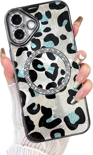 Vista 50 de Fiyart Diseñado para iPhone 16 Pro Max, Funda Compatible con MagSafe, Estampado de Guepardo, Placa de Protección de Cámara, Magnético, Brillante