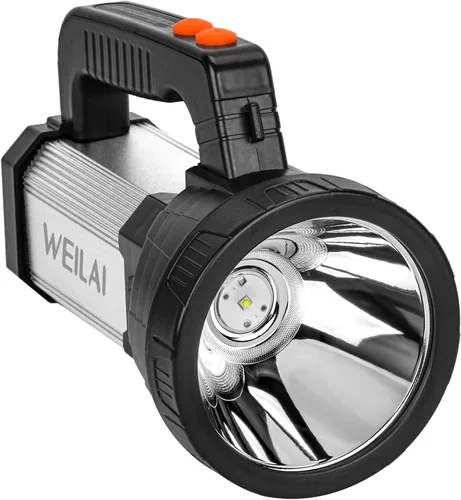 Vista 7 de Linterna de Mano LED Superbrillante de Luz Amarilla, Linterna de Búsqueda Potente Recargable por USB con Función de Banco de Energía, Linterna Luz