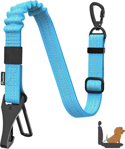 Vista 27 de Cinturón de seguridad para perros Pawaboo para coche, cinturón de seguridad para mascotas con reposacabezas y doble correa, 360° sin enredos para 2