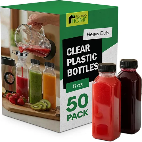 Vista 19 de EconoHome Paquete de 100 botellas redondas de jugo de 16 onzas, sin BPA