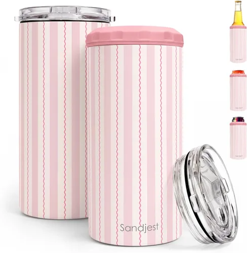 Vista 21 de SANDJEST Vaso para Amantes de los Libros Estante 4 en 1 Vaso de 12 oz Enfriador de Lata Coozie Vaso delgado de acero inoxidable Regalo