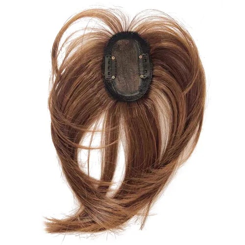 Vista 4 de Mini postizo de flecos recto clip en la frente con extensión de flequillo Wispy Negro Marrón