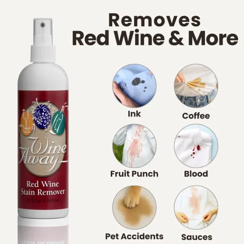 Vista 2 de Wine Away Removedor de manchas de vino tinto, 12 onzas, elimina las manchas de vino, solución perfecta para tapicería de tela y limpiador