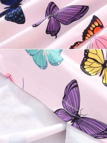 Vista 7 de Vestido de verano para niños pequeños, con tirantes delgados, sin espalda, con lazo, para cumpleaños, playa, vestido de playa A-Butterfly