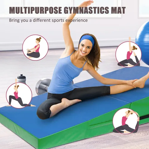 Vista 2 de Colchoneta de gimnasia para el hogar, 48 x 24 pulgadas, inclinada, con asas, plegable, para yoga, gimnasio, entrenamientos de núcleo, estiramientos