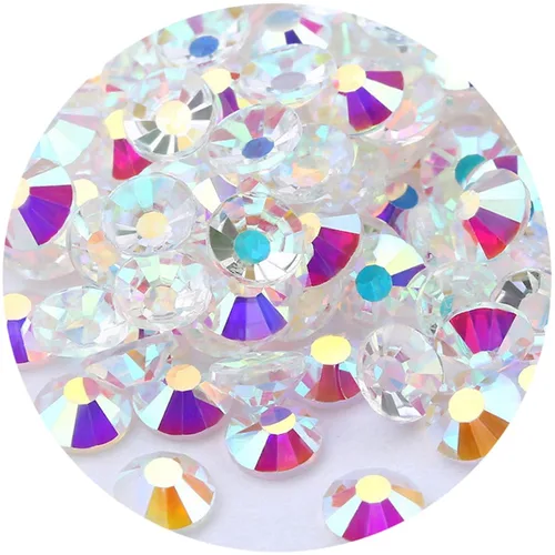 Vista 9 de 3000 piezas de diamantes de imitación de parte posterior plana SS6/2 mm de vidrio transparente AB, gemas redondas de cristal para arte de uñas
