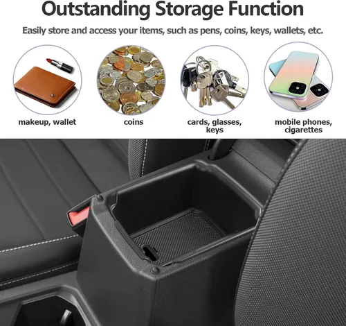 Vista 4 de Accesorios interiores para VW Taos 2024 2025, Tiguan 2018-2025 y Taos 2022-2025 organizador de consola central con reposabrazos, organizador