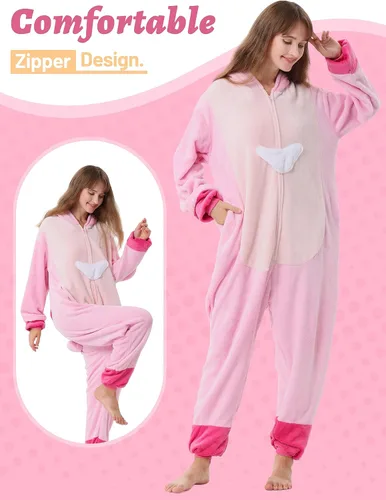Vista 3 de QSTYLE Disfraz de animal para adultos, disfraz de Halloween, traje de cosplay de una pieza para mujeres y hombres