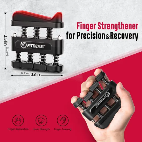Vista 4 de FitBeast Entrenador de fuerza de agarre, kit de fortalecimiento de agarre de mano, paquete de 6 con fortalecedor de antebrazo de resistencia