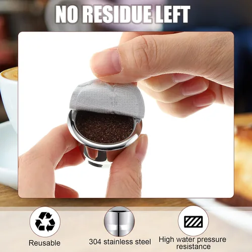 Vista 6 de Didaey Cápsulas de Espresso Reutilizables de Acero Inoxidable Vainas de Café Recargables Cápsulas de Espresso Reutilizables con Sellos de Papel