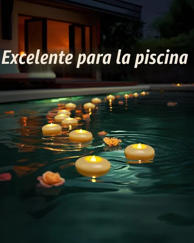 Vista 6 de Homemory Paquete de 6 velas flotantes LED sin llama de 3", 200 horas de duración con pilas, luces de té parpadeantes impermeables para jarrones