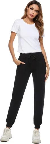 Vista 4 de AvaCostume Pantalones deportivos de algodón elástico para mujer con bolsillos