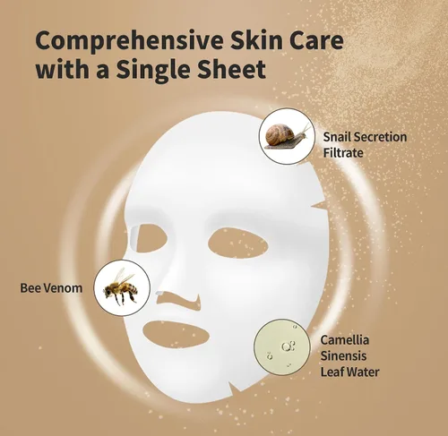 Vista 3 de BENTON Snail Bee - Paquete de mascarillas de alto contenido (0.71 oz/10 hojas) – Máscara facial de mucina de caracol con veneno de abeja Hojas